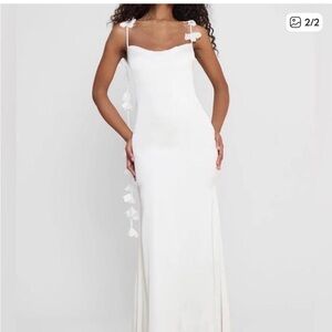 White Maxi Dress with Floral Accents